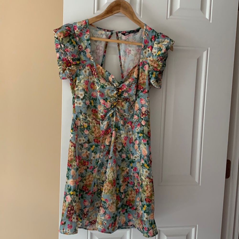 Satin effect print dress